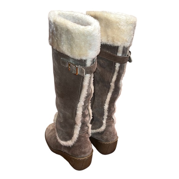 Guess Jefter Taupe Natural Suede Olive Green Tall Boots Size 7.5 - Picture 4 of 13